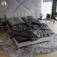 łóżko tapicerowane z pionowymi panelami - 2